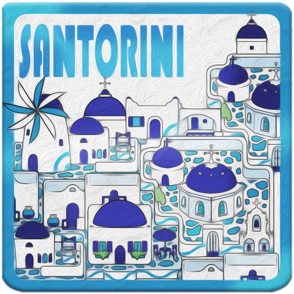 MAGNET HOUSE SANTORINI /7,5Χ7,5CM