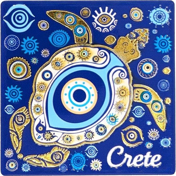 MAGNET SQUARE TURTLE AND EYES CRETE  7,5Χ7,5CM