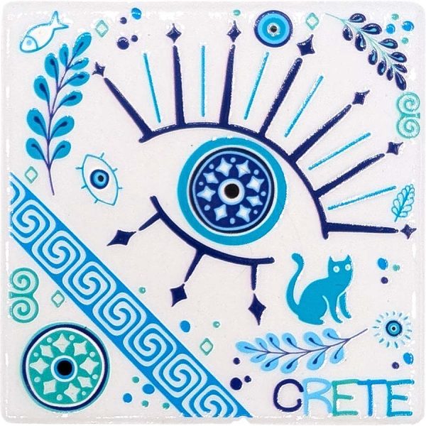 MAGNET SQUARE EYES AND MEANDER CRETE  7,5Χ7,5CM