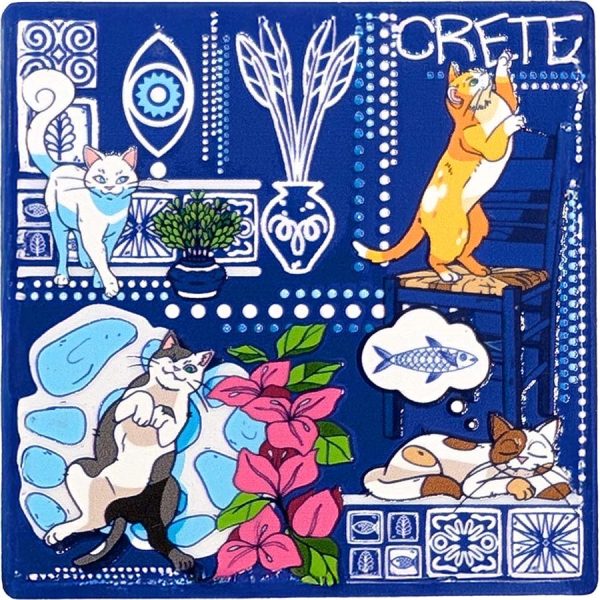 MAGNET SQUARE CAT CRETE  7,5Χ7,5CM