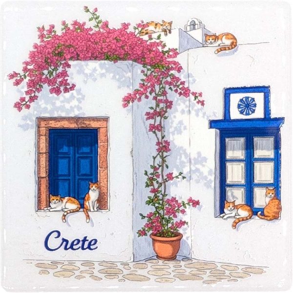 MAGNET SQUARE WINDOW WITH CAT CRETE  7,5Χ7,5CM