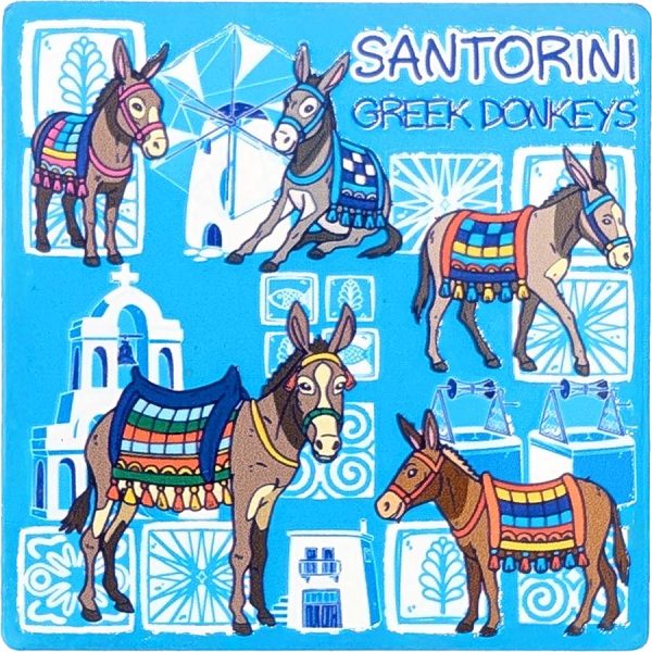 MAGNET SQUARE DONKEYS SANTORINI  7,5Χ7,5CM