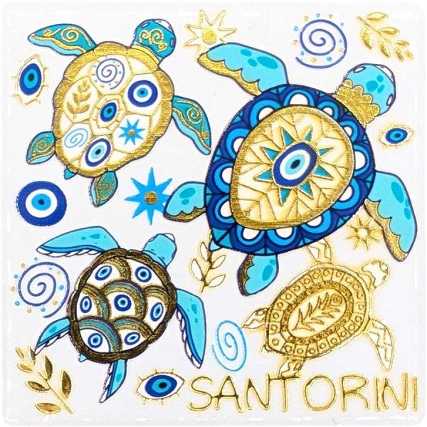 MAGNET SQUARE TURTLES SANTORINI  7,5Χ7,5CM