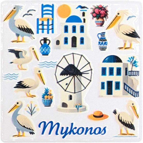 MAGNET SQUARE PELECAN MYKONOS  7,5Χ7,5CM