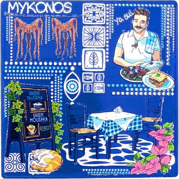 MAGNET SQUARE TAVERN MYKONOS  7,5Χ7,5CM