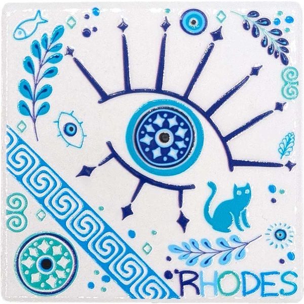 MAGNET SQUARE EYES AND MEANDER RHODES  7,5Χ7,5CM