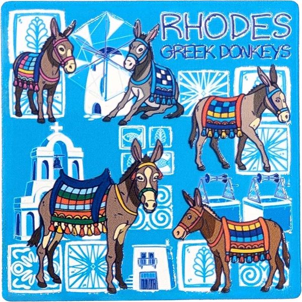 MAGNET SQUARE DONKEY RHODES  7,5Χ7,5CM