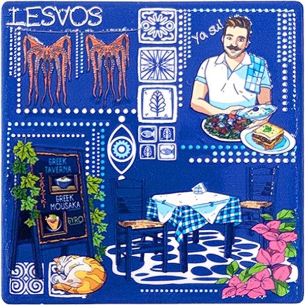 MAGNET SQUARE TAVERN LESVOS  7,5Χ7,5CM