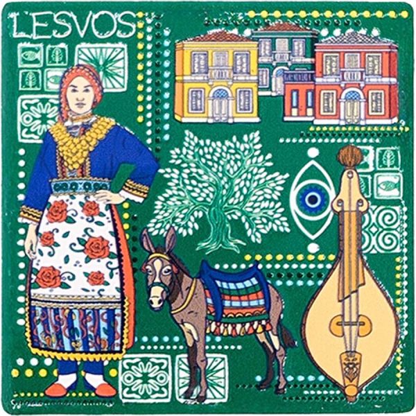 MAGNET SQUARE TRADITIONAL CLOTH LESVOS  7,5Χ7,5CM