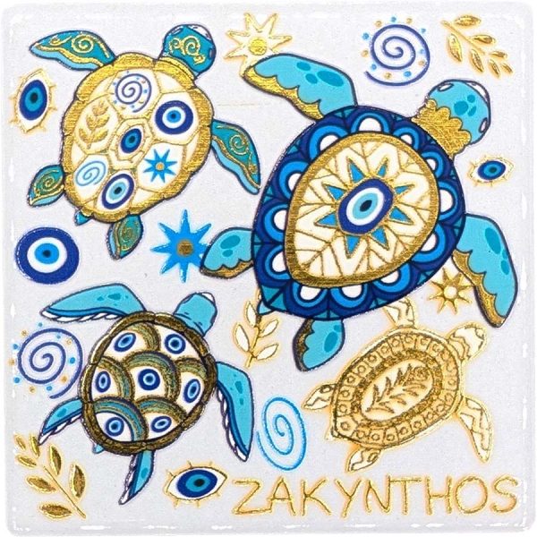 MAGNET SQUARE TURTLES ZAKYNTHOS  7,5Χ7,5CM