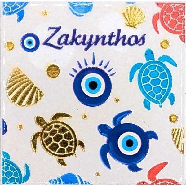 MAGNET SQUARE TURTLES ZAKYNTHOS  7,5Χ7,5CM