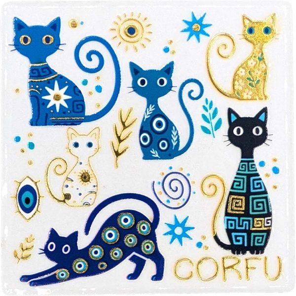 ΜΑΓΝΗΤΑΚΙ ΤΕΤΡΑΓ. ΓΑΤΟΥΛΕΣ ΚΕΡΚΥΡΑ ΧΡΥΣΟ /7,5Χ7,5ΕΚ /ΣΥΣΚ10