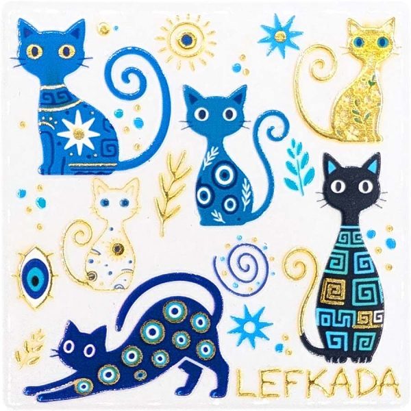 MAGNET SQUARE CATS LEFKADA  7,5Χ7,5CM