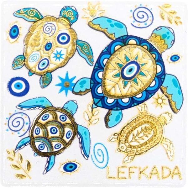 MAGNET SQUARE TURTLES LEFKADA  7,5Χ7,5CM