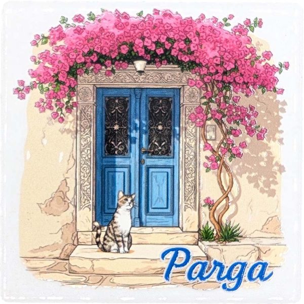 MAGNET SQUARE DOOR WITH CATS PARGA  7,5Χ7,5CM