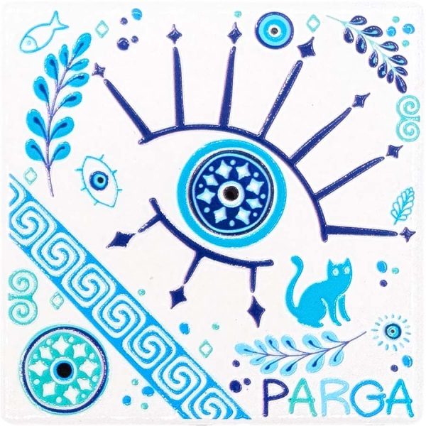 MAGNET SQUARE EYE AND MEANDER PARGA  7,5Χ7,5CM