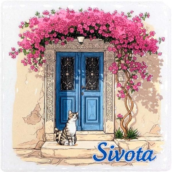 MAGNET SQUARE DOOR WITH CAT SIVOTA  7,5Χ7,5CM