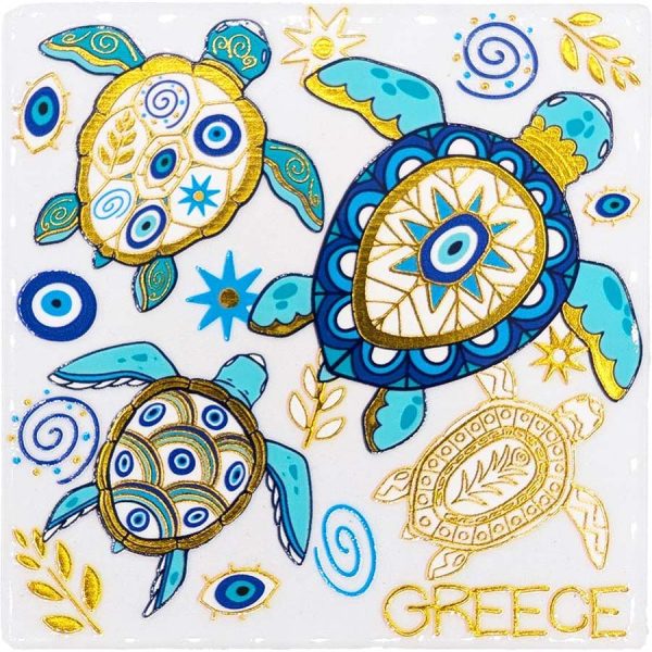 MAGNET SQUARE TURTLES GREECE  7,5Χ7,5CM