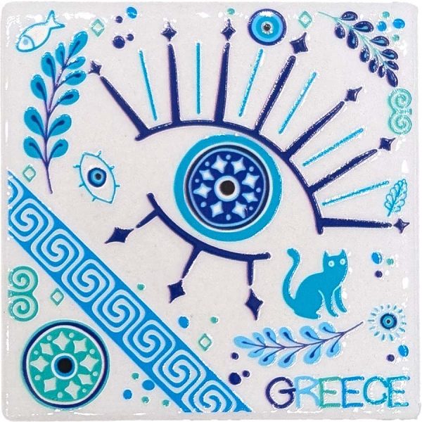 MAGNET SQUARE EYE AND MEANDER GREECE  7,5Χ7,5CM