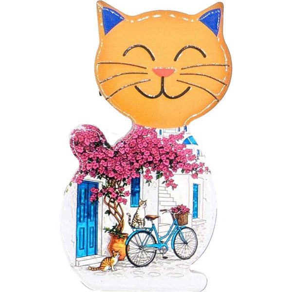 MAGNET SHAPE CAT WITH BIKE  7,5Χ7,5CM