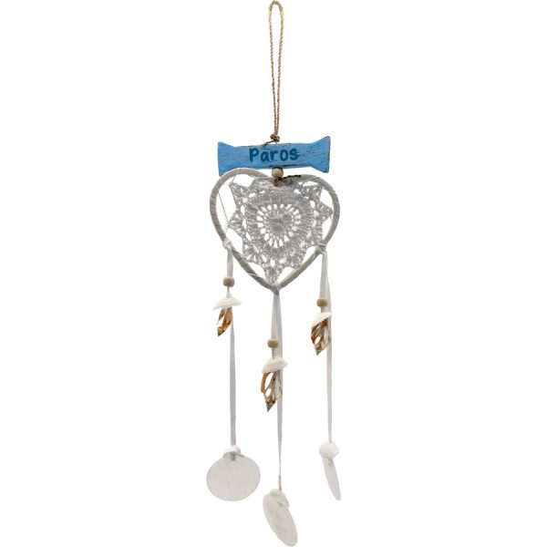 HANGING HEART AND SHELL PAROS  13X35CM