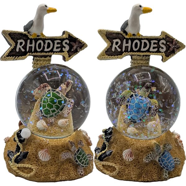 WATERBALL WITH TURTLE RHODES  6Χ7Χ10ΕΚ-8Χ6Χ8,5CM