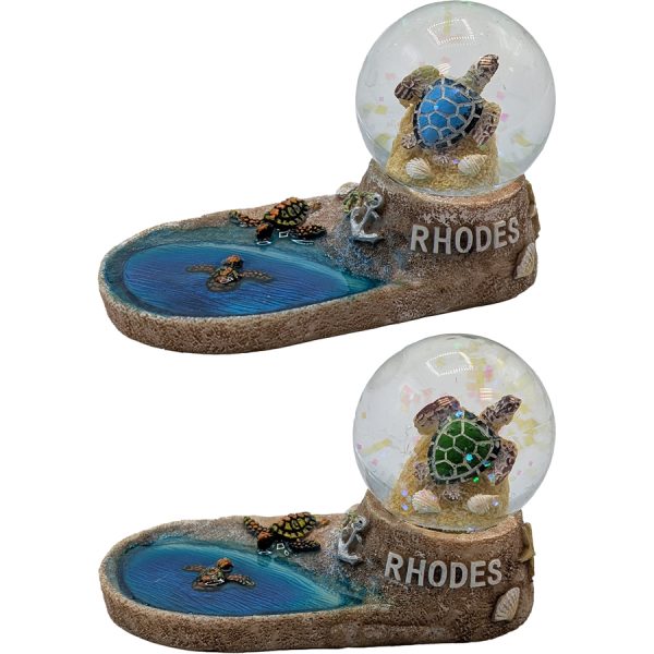 SOUVENIR SHAPE HEART WITH WATERBALL RHODES  11Χ5,5Χ7CM