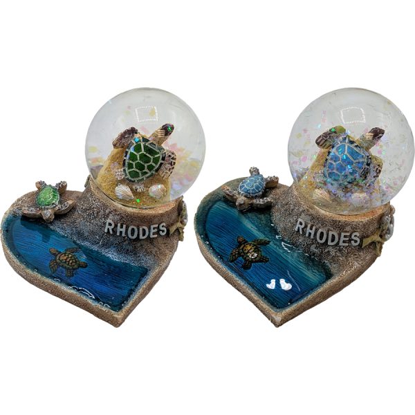 SOUVENIR SHAPE HEART WITH WATERBALL RHODES  11Χ5,5Χ7CM
