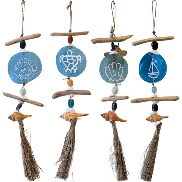 PENDANT CAPIZ WITH FRINGES SHELLS 4DESIGNS  45Χ12CM