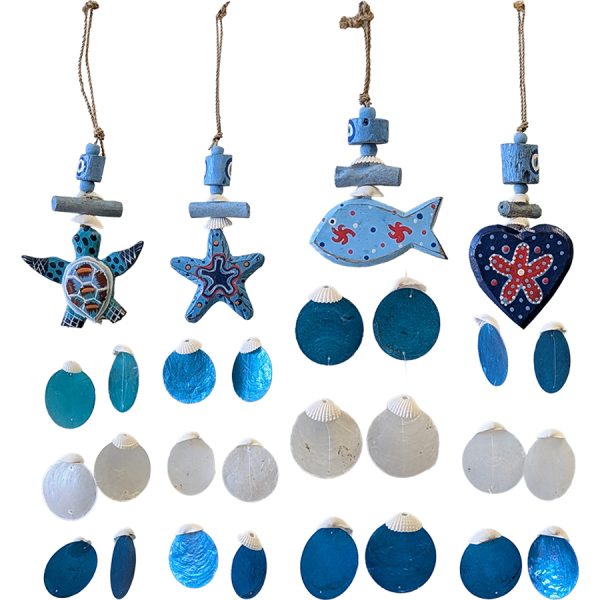 PENDANT CAPIZ WITH EYES 4DESIGNS  35Χ6CM