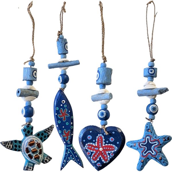 PENDANT WOODEN WITH EYE 4DESIGNS  17Χ6CM