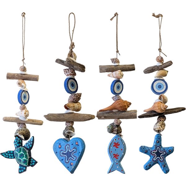 PENDANT WOODEN WITH EYE 4DESIGNS  30Χ12CM