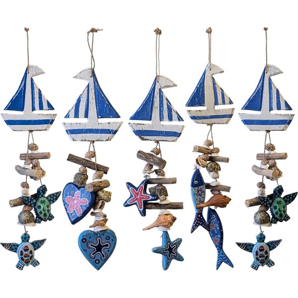 PENDANT WOODEN BOAT 4DESIGNS  50Χ12CM