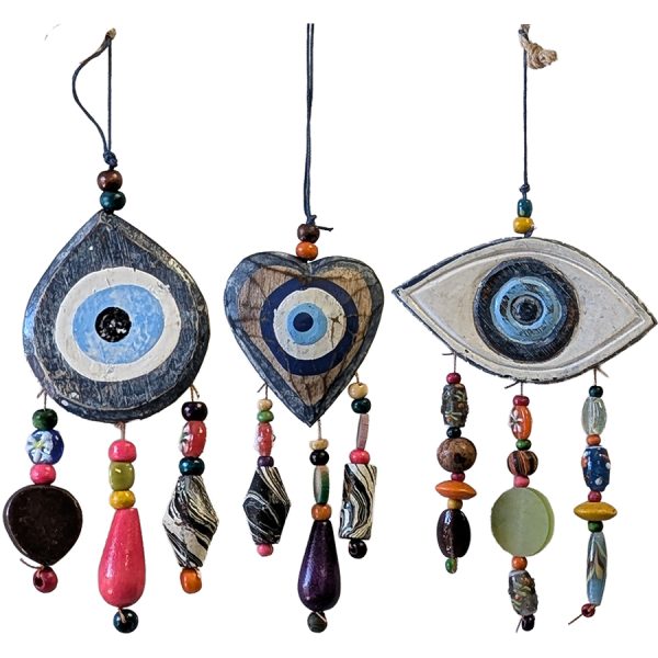 PENDANT WITH EYE WITH BEADS 3DESIGNS  18Χ7CM