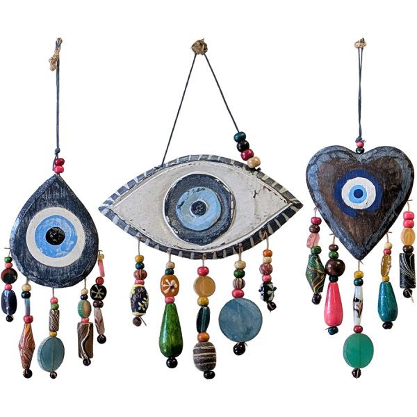 PENDANT WITH EYE AND BEADS 3DESIGNS  25Χ12CM