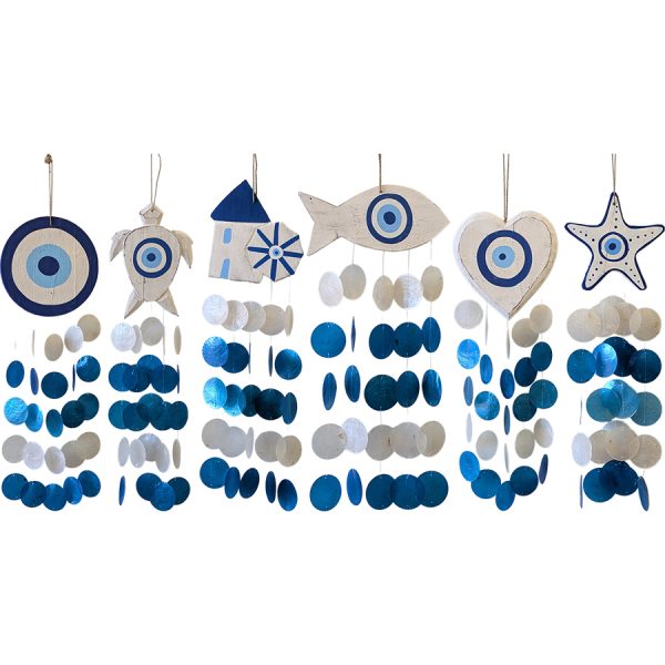 PENDANT CAPIZ WINDMILL 6DESIGNS  60CM