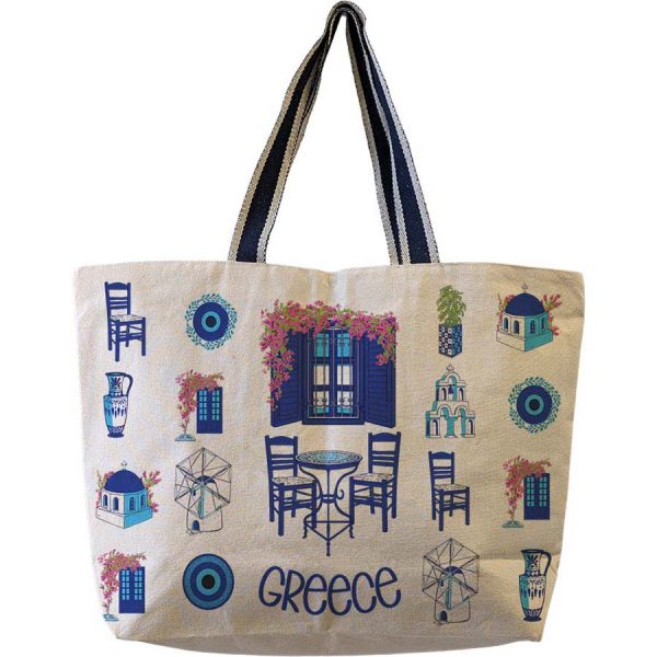 ΤΣΑΝΤΑ ΚΑΜΒΑΣ ΜΕ ΧΕΡΟΥΛΙ ΚΑΡΕΚΛΕΣ GREECE /57Χ38Χ15ΕΚ /ΣΥΣΚ5