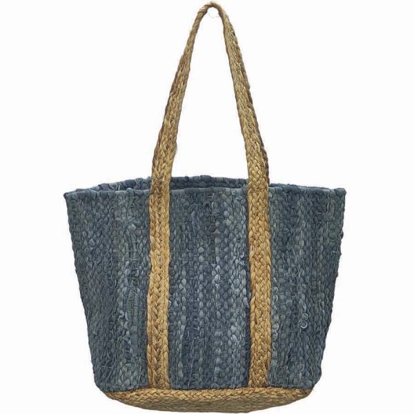 ΤΣΑΝΤΑ ΘΑΛΑΣ. ΨΑΘ. ΜΕ ΔΕΡΜΑΤΙΝΗ ΜΠΛΕ /30x45ΕΚ