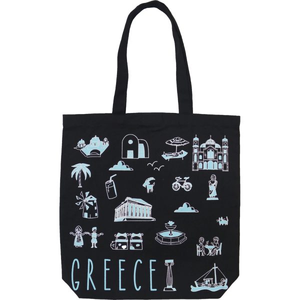 ΤΣΑΝΤΑ ΚΑΜΒΑΣ ΜΕ ΣΧΕΔΙΑ GREECE ΜΑΥΡΟ /43Χ43ΕΚ /ΣΥΣΚ10