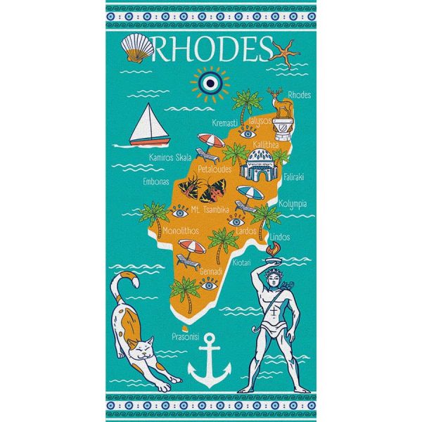 BATH TOWEL MAP RHODES /75X150CM