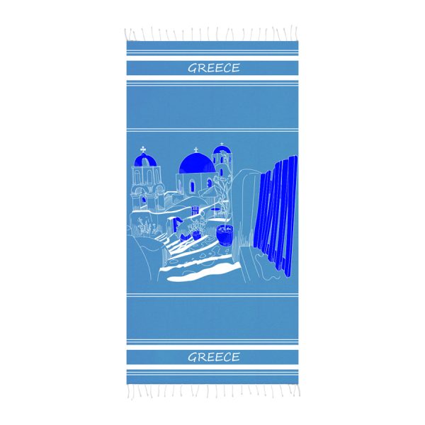 ΠΕΤΣΕΤΑ PESTEMAL ΜΕ ΚΡΟΣΙΑ GREECE ΓΑΛΑΖΙΟ /90Χ180ΕΚ