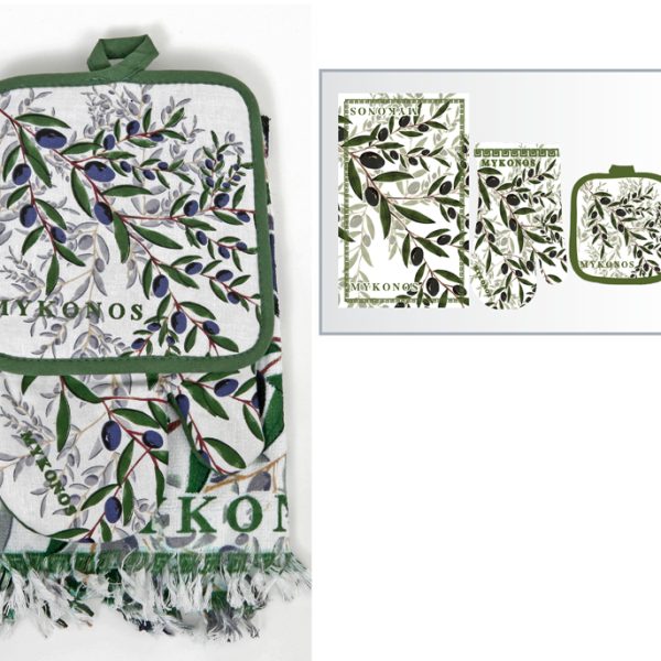 ΠΕΤΣΕΤΑ & ΓΑΝΤΙ ΚΟΥΖΙΝΑΣ "OLIVE MYKONOS" ΣΕΤ3