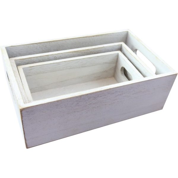 WOOD CRATE WITH HANDLE CUTOUT  21Χ13Χ7-18Χ10Χ6-16Χ8Χ5ΕΚ
