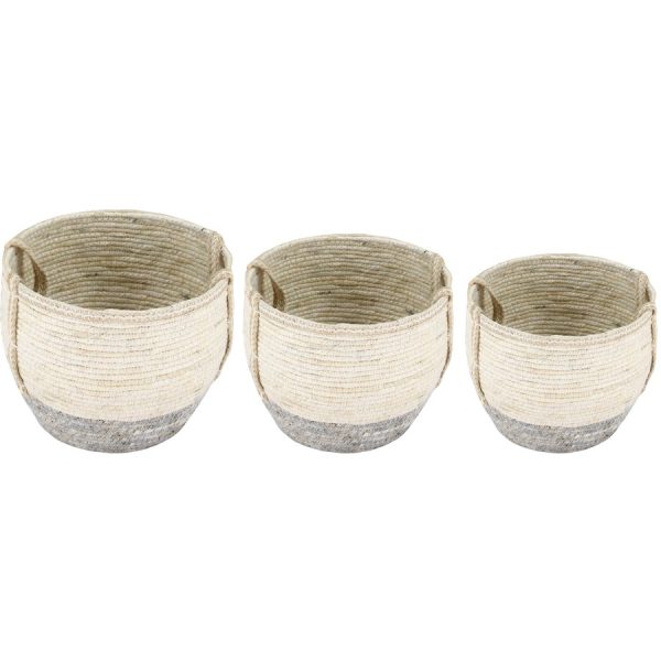 Natural woven basket  38Χ38Χ33-32Χ32Χ28-26Χ26Χ23CM