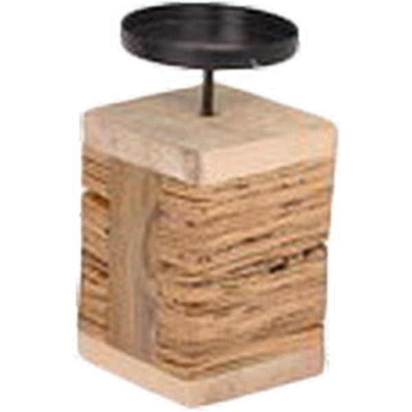 WOOD CANDLE HOLDER  9Χ9Χ17ΕΚ