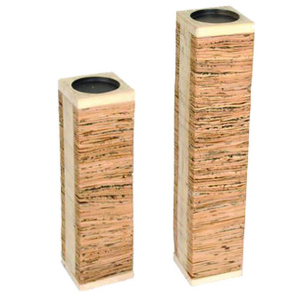 WOOD CANDLE HOLDER  10Χ10Χ36ΕΚ