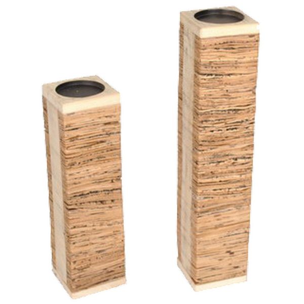 WOOD CANDLE HOLDER  10Χ10Χ48ΕΚ