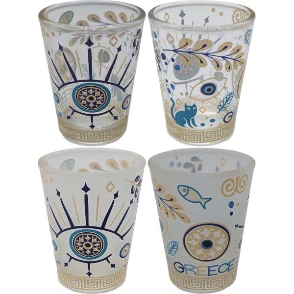 SHOT GLASS WITH EYES GREECE /5X6CM