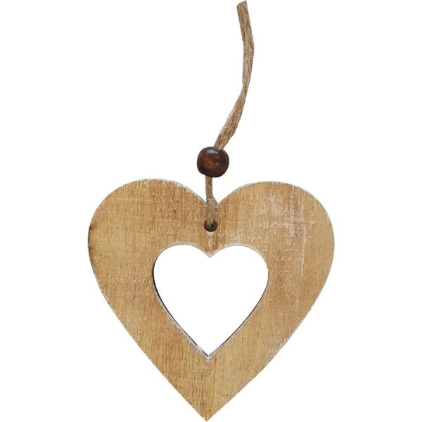 WOODEN HEART DECORATION  8Χ8CM